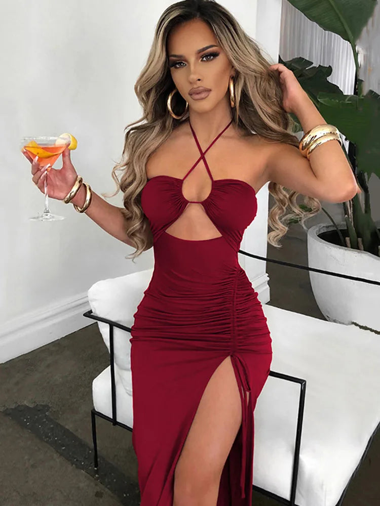 Sexy Sleeveless Backless Party Midi Dress