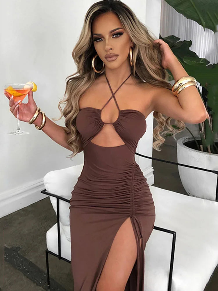 Sexy Sleeveless Backless Party Midi Dress